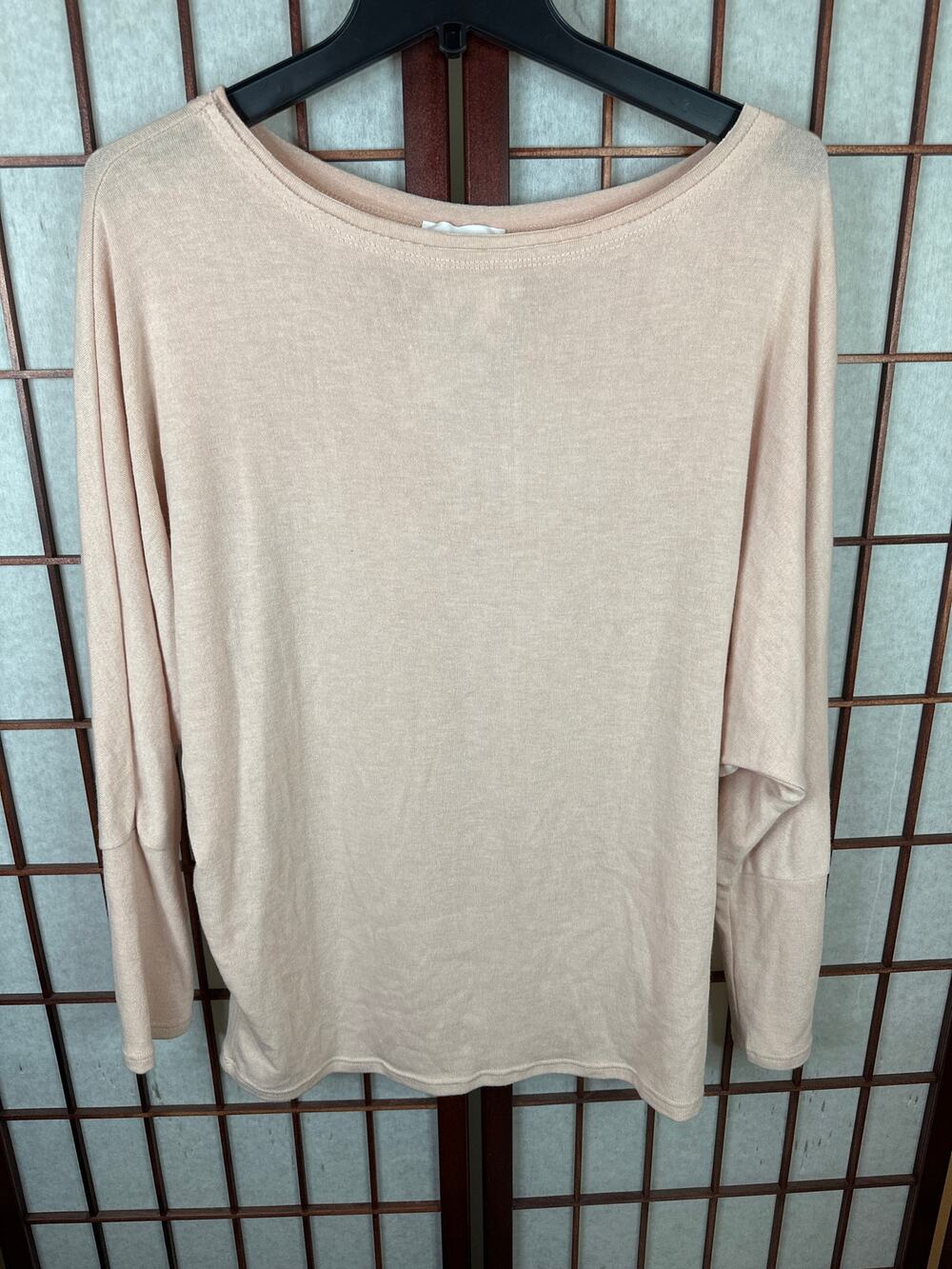 First Love Light Pink Dolman sleeve boat neck top size large